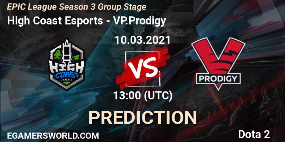 High Coast Esports vs VP.Prodigy: Betting TIp, Match Prediction. 10.03.2021 at 13:01. Dota 2, EPIC League Season 3 Group Stage