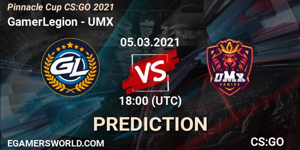 GamerLegion vs UMX: Betting TIp, Match Prediction. 05.03.2021 at 18:00. Counter-Strike (CS2), Pinnacle Cup #1