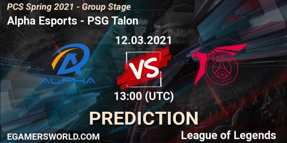 Alpha Esports vs PSG Talon: Betting TIp, Match Prediction. 12.03.2021 at 13:00. LoL, PCS Spring 2021 - Group Stage