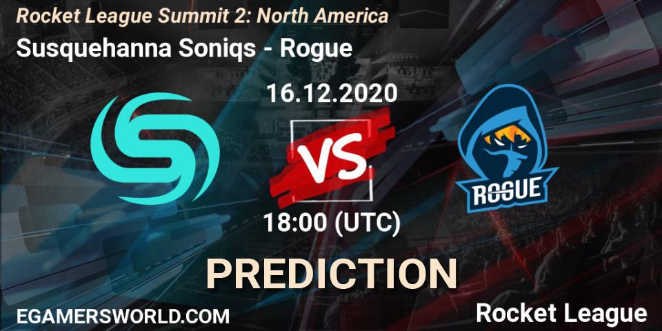 Susquehanna Soniqs vs Rogue: Betting TIp, Match Prediction. 16.12.2020 at 18:00. Rocket League, Rocket League Summit 2: North America