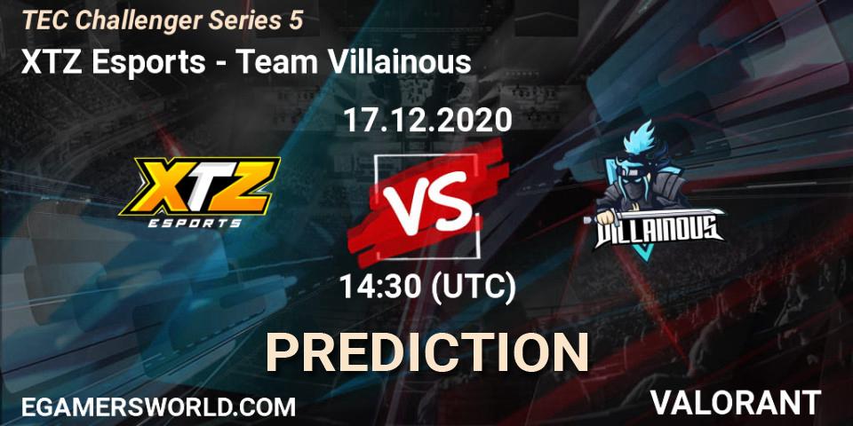 XTZ Esports vs Team Villainous: Betting TIp, Match Prediction. 17.12.2020 at 14:30. VALORANT, TEC Challenger Series 5