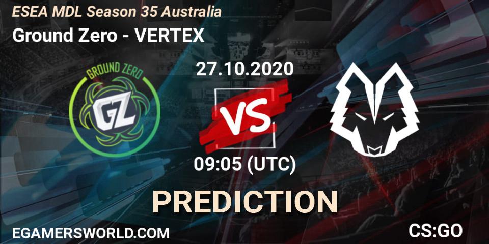 Ground Zero vs VERTEX: Betting TIp, Match Prediction. 27.10.20. CS2 (CS:GO), ESEA MDL Season 35 Australia