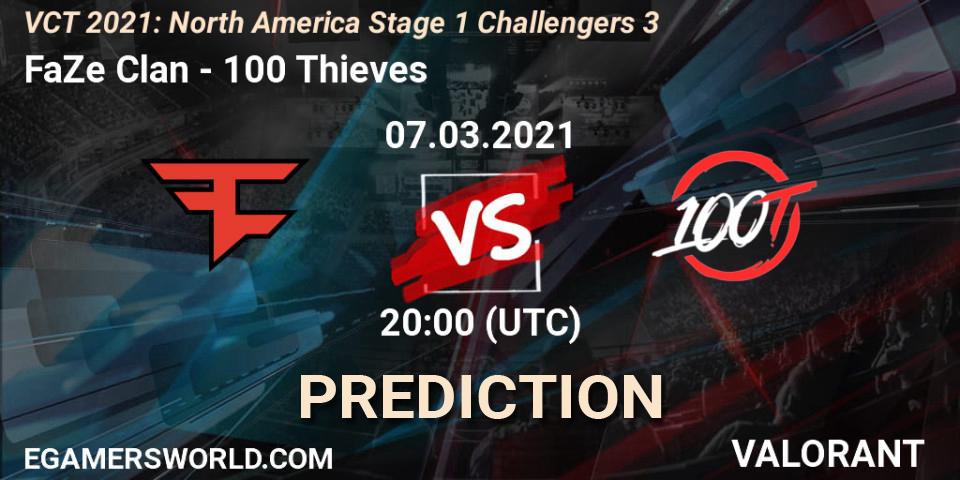 FaZe Clan vs 100 Thieves: Betting TIp, Match Prediction. 07.03.2021 at 20:00. VALORANT, VCT 2021: North America Stage 1 Challengers 3