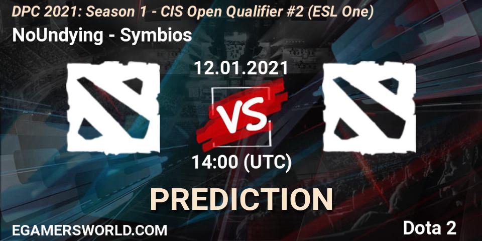 NoUndying vs Symbios: Betting TIp, Match Prediction. 12.01.2021 at 14:05. Dota 2, DPC 2021: Season 1 - CIS Open Qualifier #2 (ESL One)