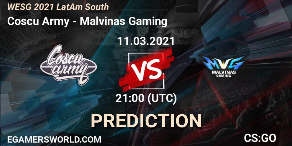 Coscu Army vs Malvinas Gaming: Betting TIp, Match Prediction. 11.03.2021 at 21:00. Counter-Strike (CS2), WESG 2021 LatAm South