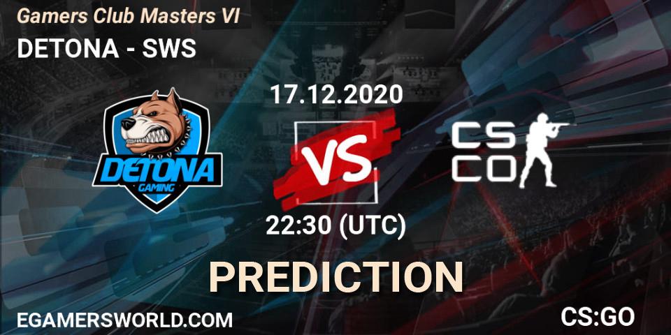 DETONA vs SWS: Betting TIp, Match Prediction. 17.12.20. CS2 (CS:GO), Gamers Club Masters VI