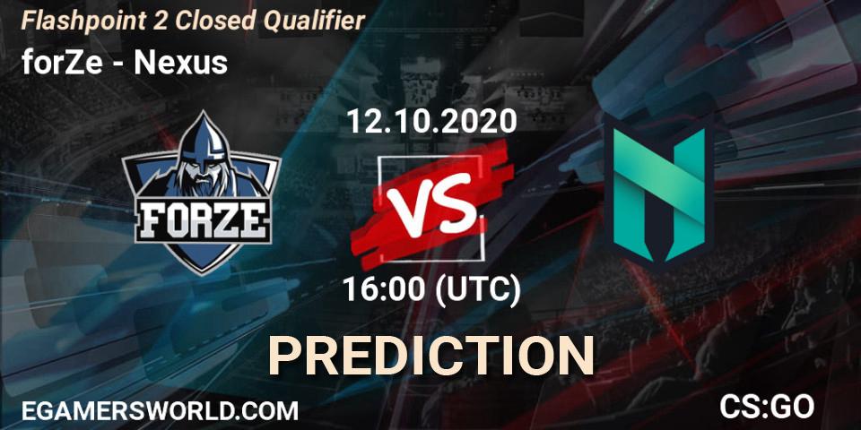 forZe vs Nexus: Betting TIp, Match Prediction. 12.10.20. CS2 (CS:GO), Flashpoint 2 Closed Qualifier