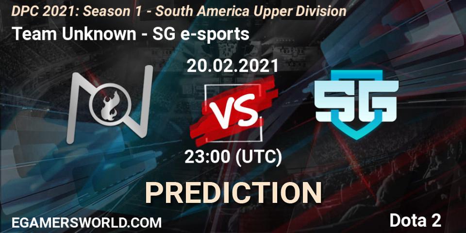 Team Unknown vs SG e-sports: Betting TIp, Match Prediction. 20.02.21. Dota 2, DPC 2021: Season 1 - South America Upper Division