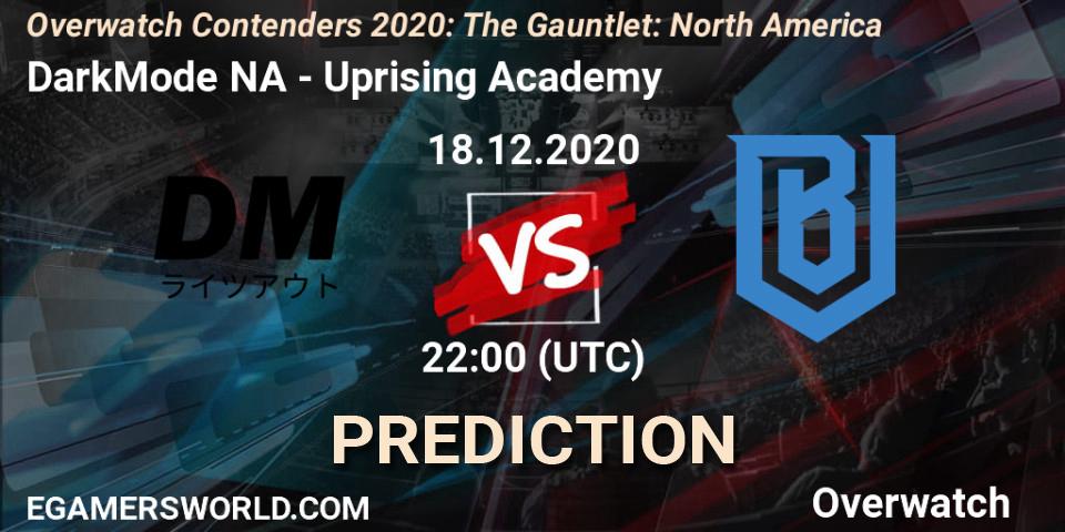 DarkMode NA vs Uprising Academy: Betting TIp, Match Prediction. 18.12.20. Overwatch, Overwatch Contenders 2020: The Gauntlet: North America