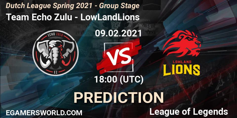 Team Echo Zulu vs LowLandLions: Betting TIp, Match Prediction. 09.02.2021 at 18:00. LoL, Dutch League Spring 2021 - Group Stage