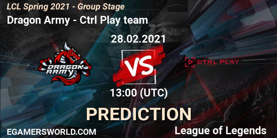 Dragon Army vs Ctrl Play team: Betting TIp, Match Prediction. 28.02.21. LoL, LCL Spring 2021 - Group Stage