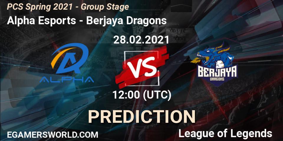 Alpha Esports vs Berjaya Dragons: Betting TIp, Match Prediction. 28.02.2021 at 12:00. LoL, PCS Spring 2021 - Group Stage
