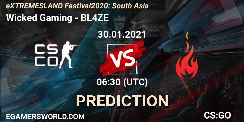 Wicked Gaming vs BL4ZE: Betting TIp, Match Prediction. 30.01.2021 at 06:30. Counter-Strike (CS2), eXTREMESLAND Festival 2020: South Asia