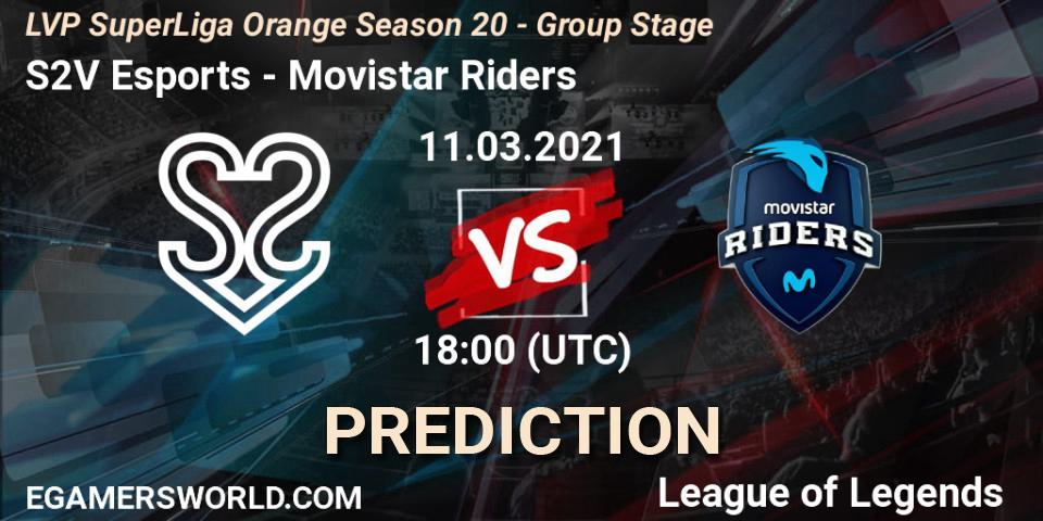 S2V Esports vs Movistar Riders: Betting TIp, Match Prediction. 11.03.21. LoL, LVP SuperLiga Orange Season 20 - Group Stage