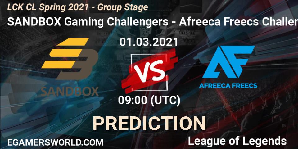 SANDBOX Gaming Challengers vs Afreeca Freecs Challengers: Betting TIp, Match Prediction. 01.03.2021 at 09:00. LoL, LCK CL Spring 2021 - Group Stage