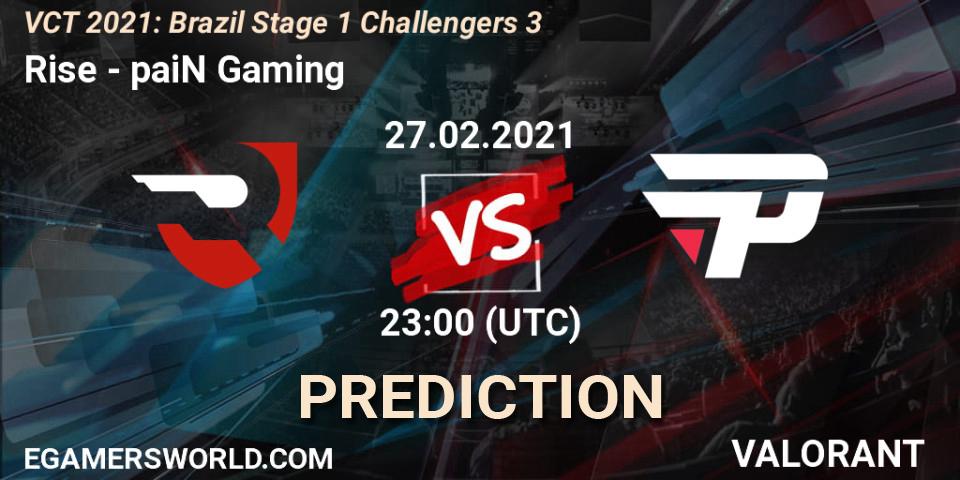 Rise vs paiN Gaming: Betting TIp, Match Prediction. 27.02.2021 at 23:00. VALORANT, VCT 2021: Brazil Stage 1 Challengers 3