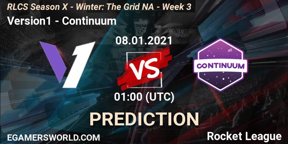 Version1 vs Continuum: Betting TIp, Match Prediction. 15.01.2021 at 01:00. Rocket League, RLCS Season X - Winter: The Grid NA - Week 3