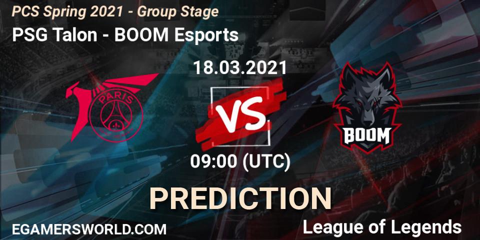 PSG Talon vs BOOM Esports: Betting TIp, Match Prediction. 18.03.2021 at 09:00. LoL, PCS Spring 2021 - Group Stage