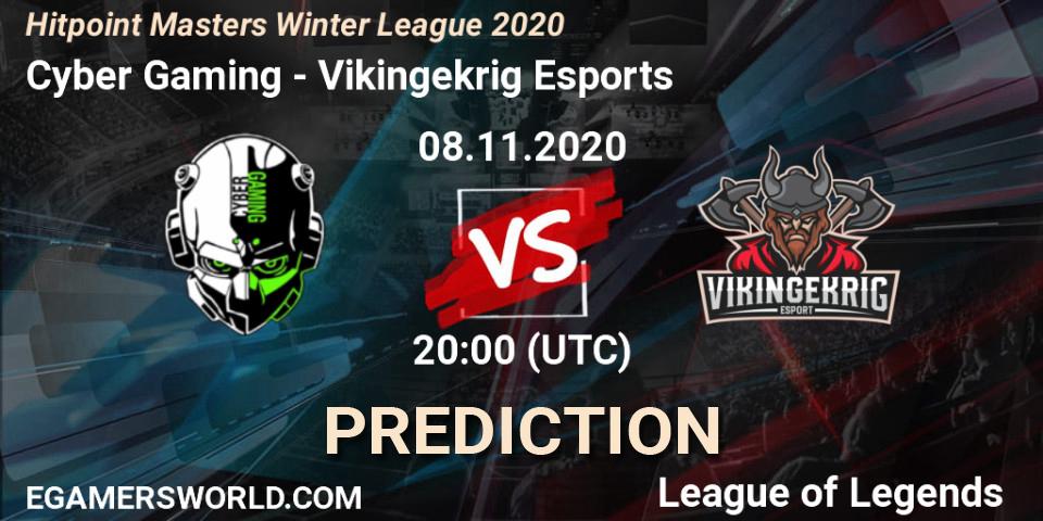 Cyber Gaming vs Vikingekrig Esports: Betting TIp, Match Prediction. 08.11.2020 at 20:00. LoL, Hitpoint Masters Winter League 2020