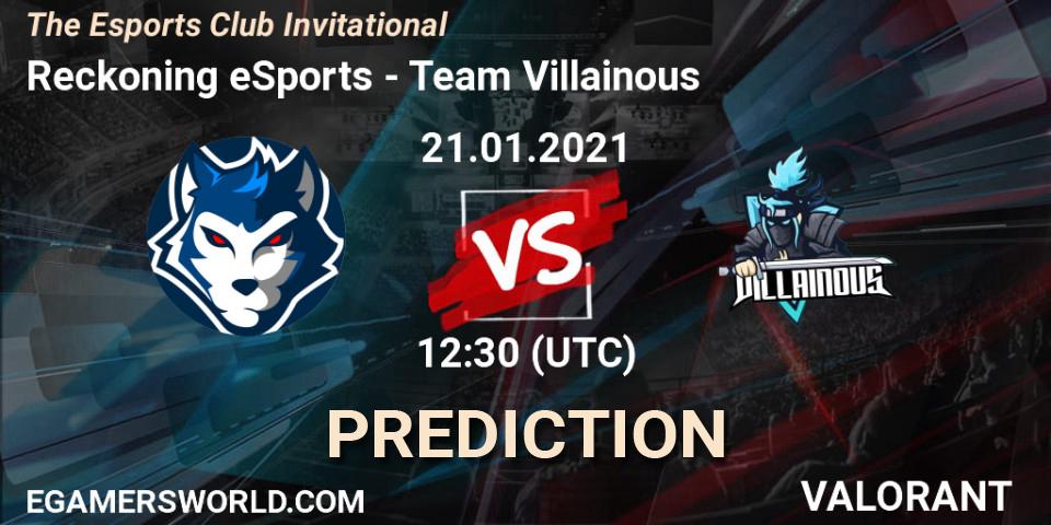 Reckoning eSports vs Team Villainous: Betting TIp, Match Prediction. 21.01.2021 at 12:30. VALORANT, The Esports Club Invitational
