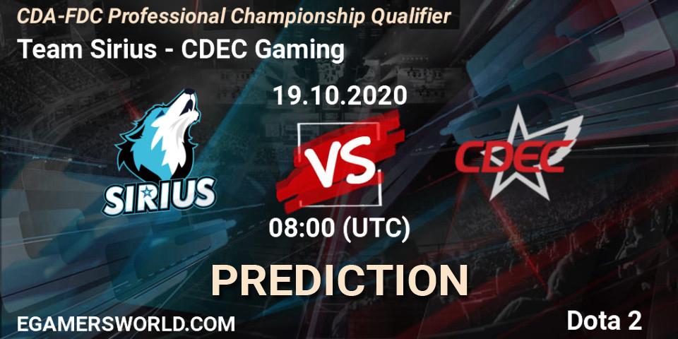 Team Sirius vs CDEC Gaming: Betting TIp, Match Prediction. 19.10.20. Dota 2, CDA-FDC Professional Championship Qualifier