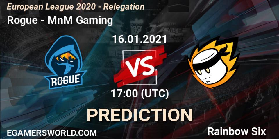 Rogue vs MnM Gaming: Betting TIp, Match Prediction. 16.01.2021 at 17:00. Rainbow Six, European League 2020 - Relegation