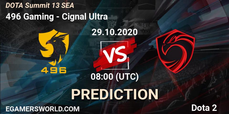 496 Gaming vs Cignal Ultra: Betting TIp, Match Prediction. 29.10.20. Dota 2, DOTA Summit 13: SEA