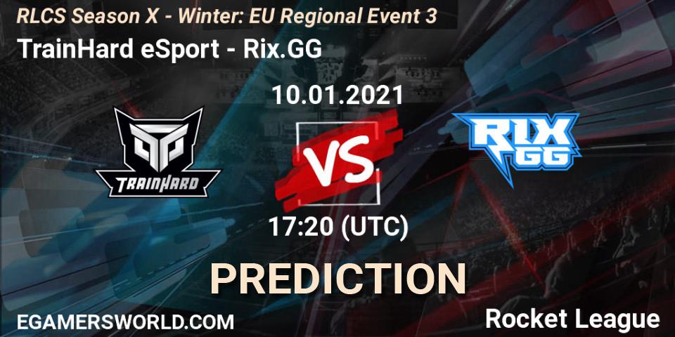 TrainHard eSport vs Rix.GG: Betting TIp, Match Prediction. 10.01.2021 at 17:20. Rocket League, RLCS Season X - Winter: EU Regional Event 3