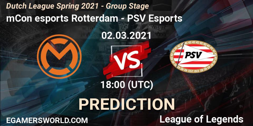mCon esports Rotterdam vs PSV Esports: Betting TIp, Match Prediction. 02.03.2021 at 18:00. LoL, Dutch League Spring 2021 - Group Stage