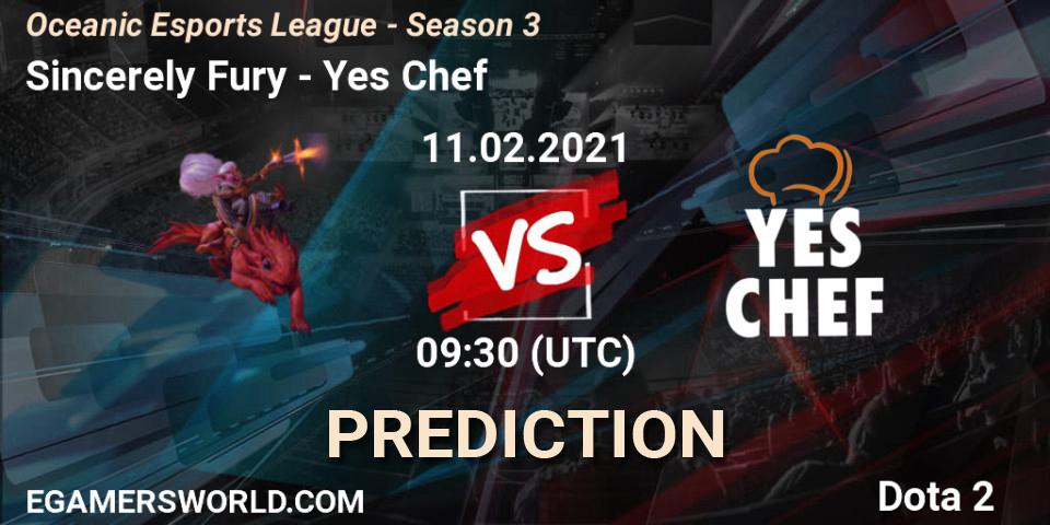 Sincerely Fury vs Yes Chef: Betting TIp, Match Prediction. 11.02.2021 at 09:38. Dota 2, Oceanic Esports League - Season 3