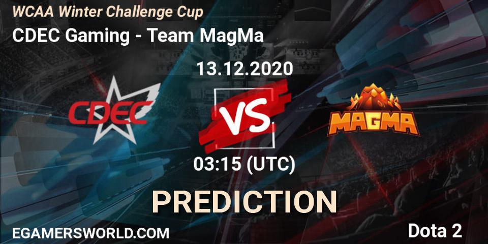 CDEC Gaming vs Team MagMa: Betting TIp, Match Prediction. 13.12.20. Dota 2, WCAA Winter Challenge Cup