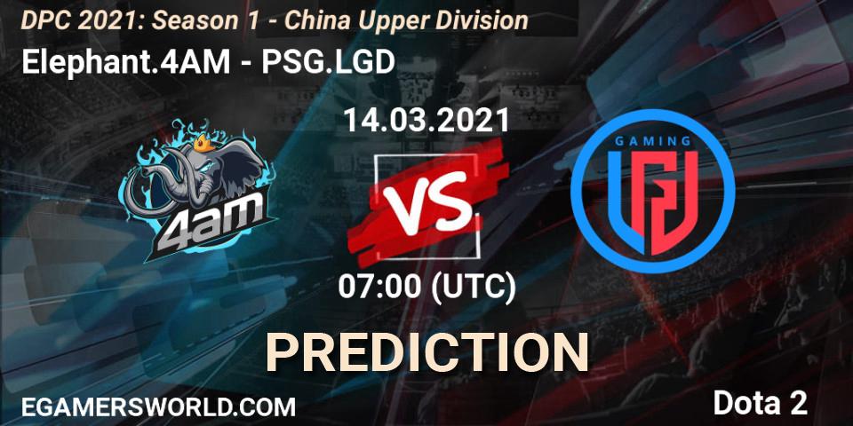 Elephant.4AM vs PSG.LGD: Betting TIp, Match Prediction. 14.03.21. Dota 2, DPC 2021: Season 1 - China Upper Division