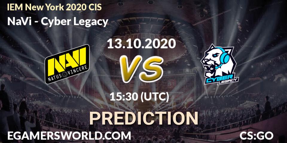 NaVi vs Cyber Legacy: Betting TIp, Match Prediction. 13.10.2020 at 15:30. Counter-Strike (CS2), IEM New York 2020 CIS