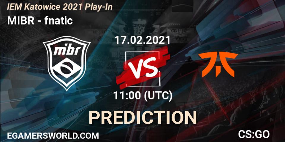 MIBR vs fnatic: Betting TIp, Match Prediction. 17.02.21. CS2 (CS:GO), IEM Katowice 2021 Play-In
