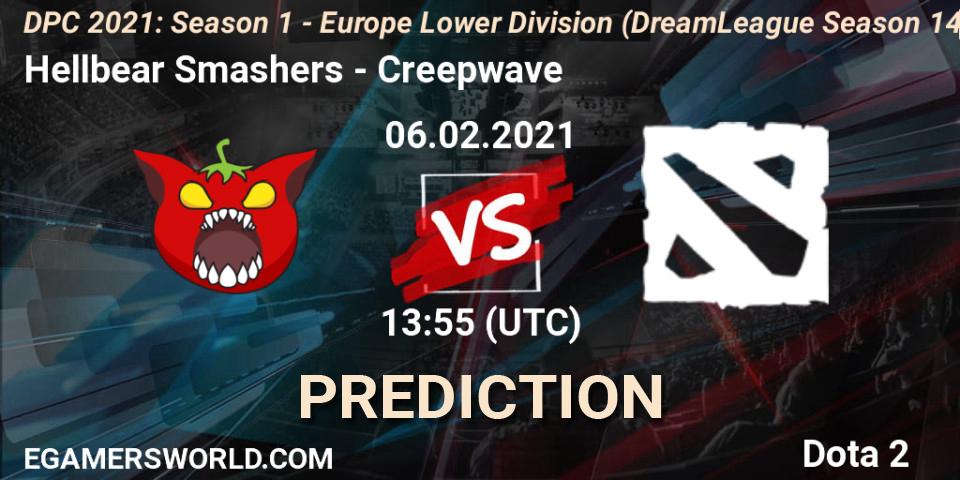 Hellbear Smashers vs Creepwave: Betting TIp, Match Prediction. 06.02.2021 at 13:56. Dota 2, DPC 2021: Season 1 - Europe Lower Division (DreamLeague Season 14)