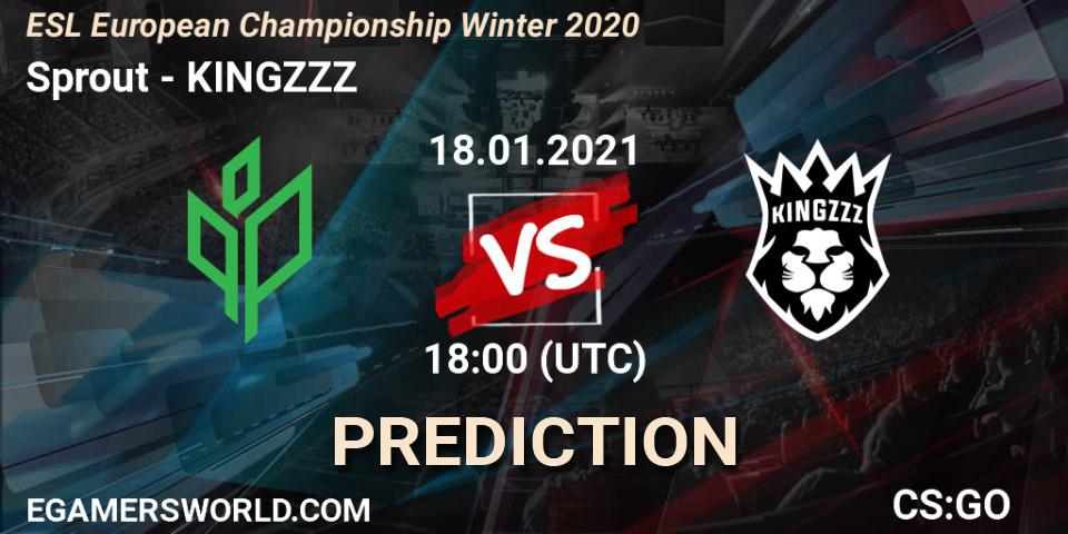 Sprout vs KINGZZZ: Betting TIp, Match Prediction. 18.01.2021 at 18:15. Counter-Strike (CS2), ESL European Championship Winter 2020