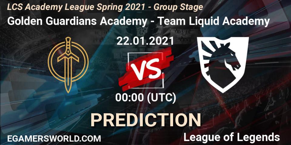 Golden Guardians Academy vs Team Liquid Academy: Betting TIp, Match Prediction. 22.01.2021 at 00:00. LoL, LCS Academy League Spring 2021 - Group Stage