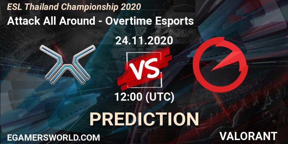 Attack All Around vs Overtime Esports: Betting TIp, Match Prediction. 24.11.2020 at 12:00. VALORANT, ESL Thailand Championship 2020