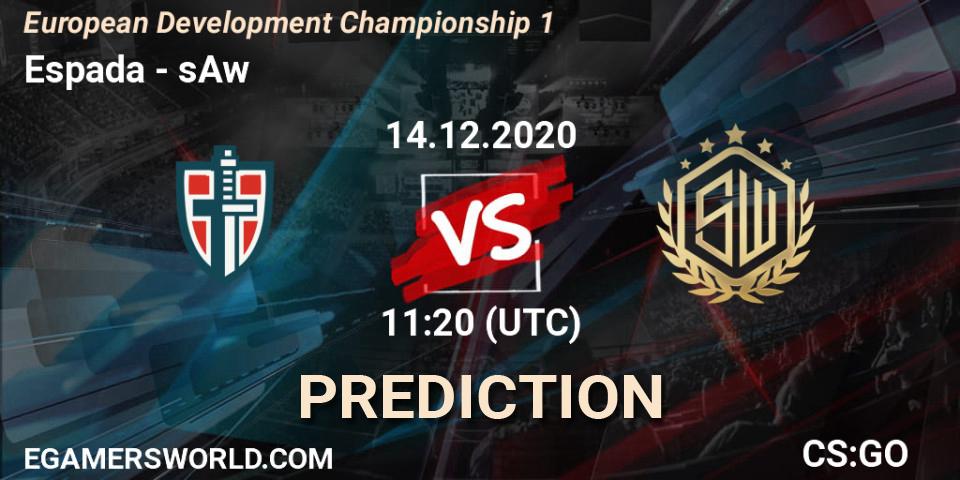 Espada vs sAw: Betting TIp, Match Prediction. 14.12.20. CS2 (CS:GO), European Development Championship 1