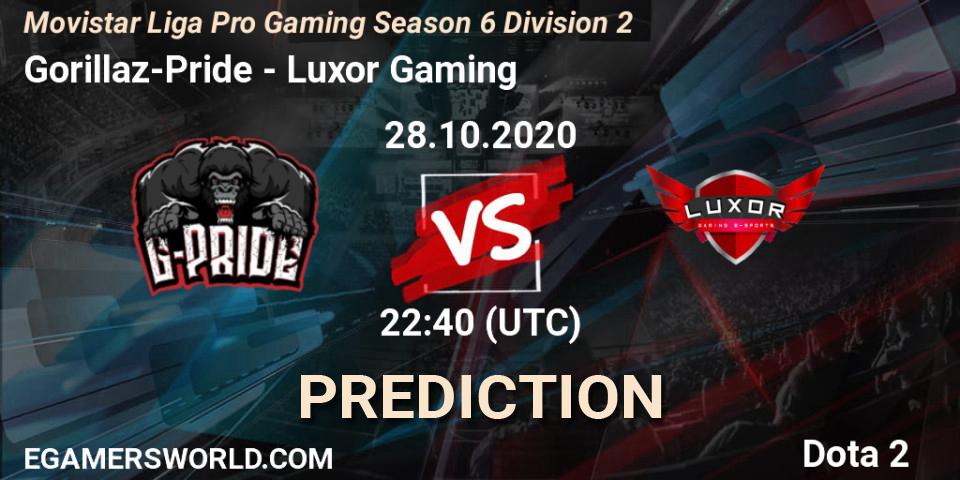 Gorillaz-Pride vs Luxor Gaming: Betting TIp, Match Prediction. 28.10.20. Dota 2, Movistar Liga Pro Gaming Season 6 Division 2