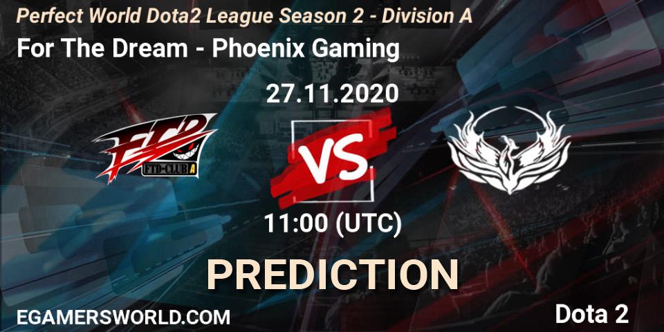 For The Dream vs Phoenix Gaming: Betting TIp, Match Prediction. 27.11.20. Dota 2, Perfect World Dota2 League Season 2 - Division A