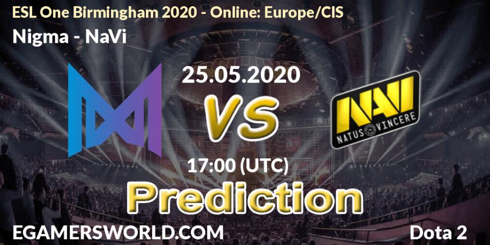 Nigma vs NaVi: Betting TIp, Match Prediction. 25.05.2020 at 17:09. Dota 2, ESL One Birmingham 2020 - Online: Europe/CIS