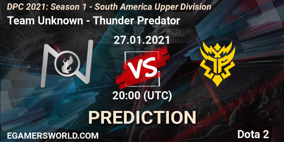 Team Unknown vs Thunder Predator: Betting TIp, Match Prediction. 27.01.21. Dota 2, DPC 2021: Season 1 - South America Upper Division