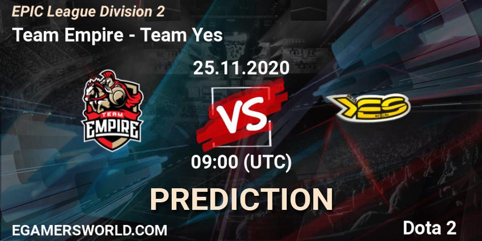 Team Empire vs Team Yes: Betting TIp, Match Prediction. 25.11.20. Dota 2, EPIC League Division 2