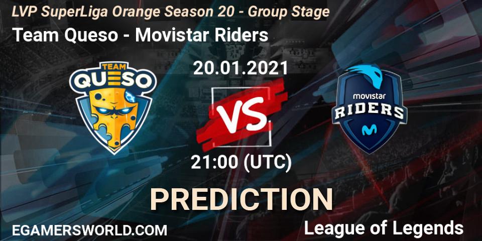 Team Queso vs Movistar Riders: Betting TIp, Match Prediction. 20.01.21. LoL, LVP SuperLiga Orange Season 20 - Group Stage