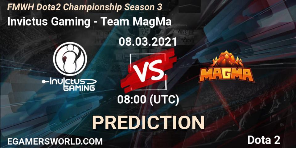 Invictus Gaming vs Team MagMa: Betting TIp, Match Prediction. 06.03.2021 at 08:04. Dota 2, FMWH Dota2 Championship Season 3