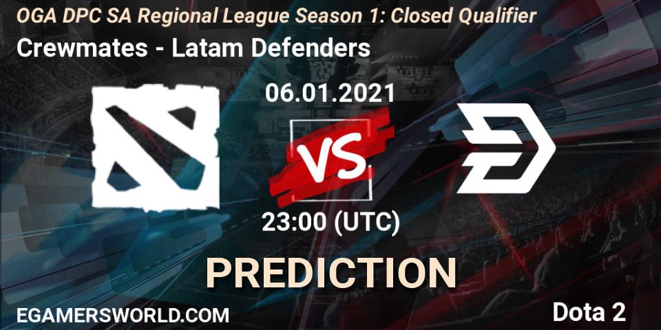 Crewmates vs Latam Defenders: Betting TIp, Match Prediction. 06.01.2021 at 23:00. Dota 2, DPC 2021: Season 1 - South America Closed Qualifier