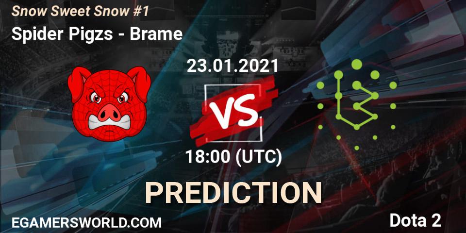 Spider Pigzs vs Brame: Betting TIp, Match Prediction. 23.01.2021 at 18:00. Dota 2, Snow Sweet Snow #1