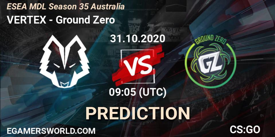 VERTEX vs Ground Zero: Betting TIp, Match Prediction. 31.10.20. CS2 (CS:GO), ESEA MDL Season 35 Australia