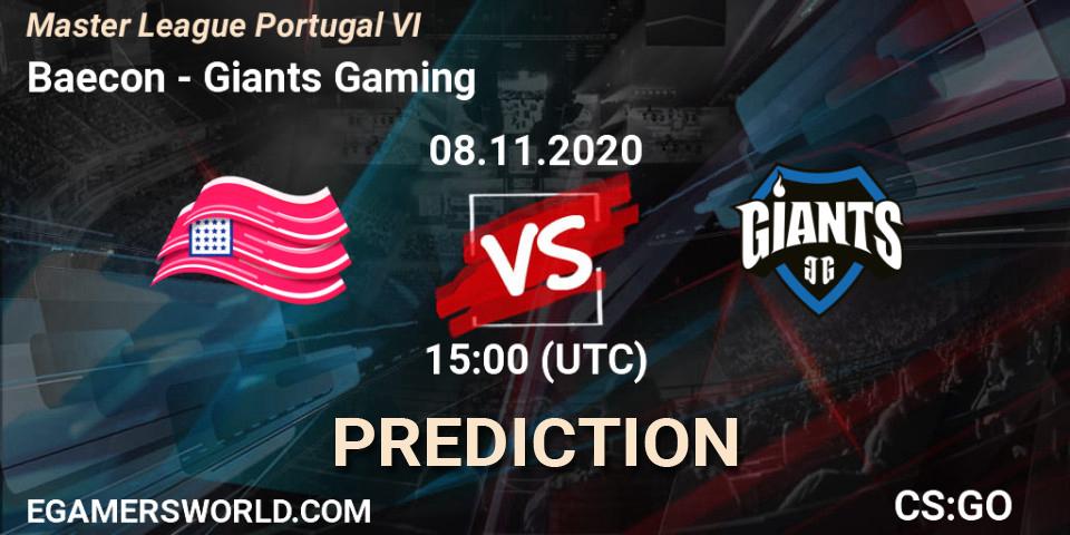 Baecon vs Giants Gaming: Betting TIp, Match Prediction. 08.11.20. CS2 (CS:GO), Master League Portugal VI